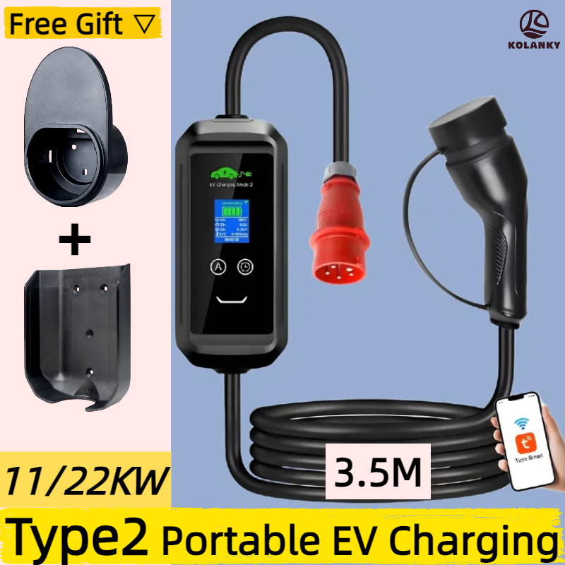 3.5M Cable Type2 EV Portable C - đánh giá và giá Type 2 Portable Ev Charger 11Kw Cee