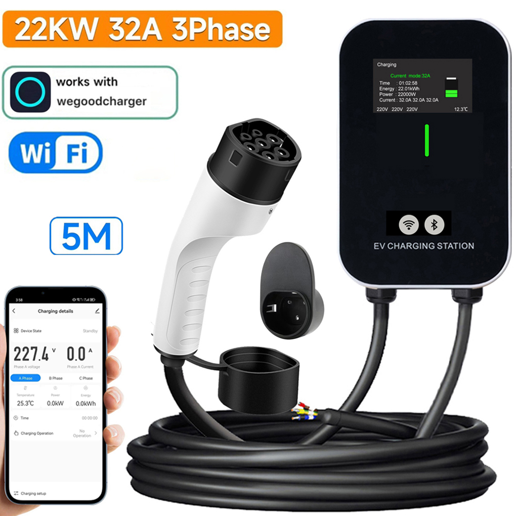 TYPE-2 Wallbox EV Charger 7KW  - đánh giá và giá Ev Charger Type 2 22Kw 32A 3 Phase